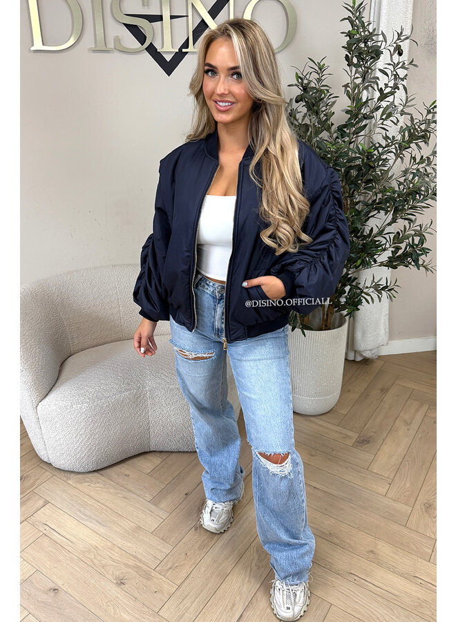 NAVY BLUE - 'DANI BOMBER' - OVERSIZED PUFFER BOMBER JACKET