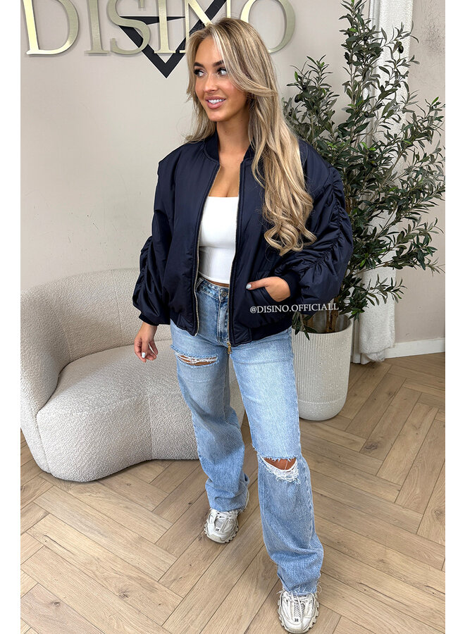 NAVY BLUE - 'DANI BOMBER' - OVERSIZED PUFFER BOMBER JACKET