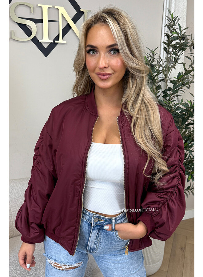 BORDEAUX - 'DANI BOMBER' - OVERSIZED PUFFER BOMBER JACKET