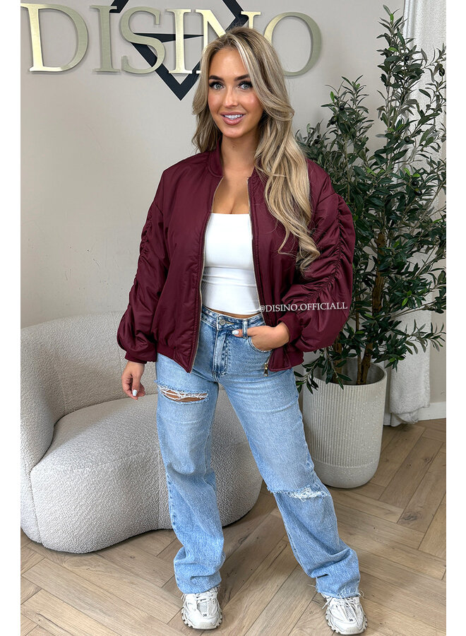 BORDEAUX - 'DANI BOMBER' - OVERSIZED PUFFER BOMBER JACKET