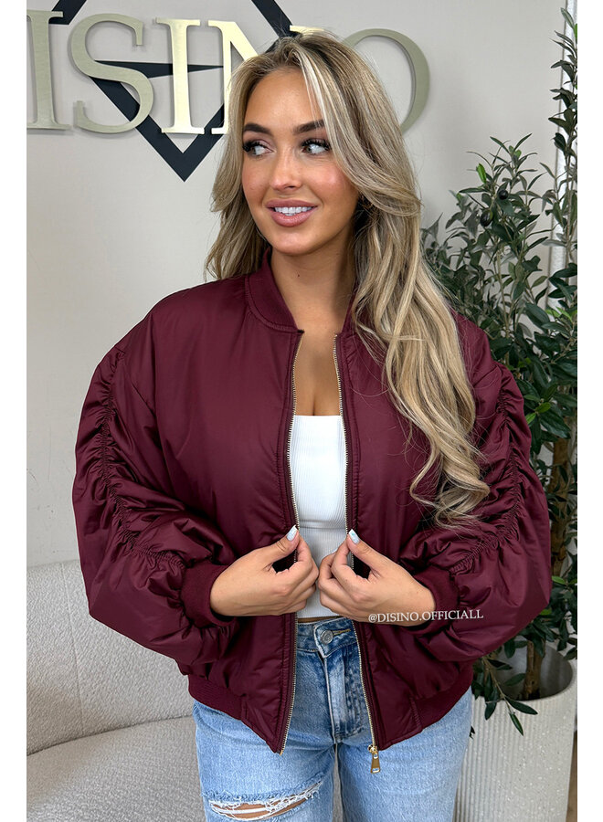 BORDEAUX - 'DANI BOMBER' - OVERSIZED PUFFER BOMBER JACKET