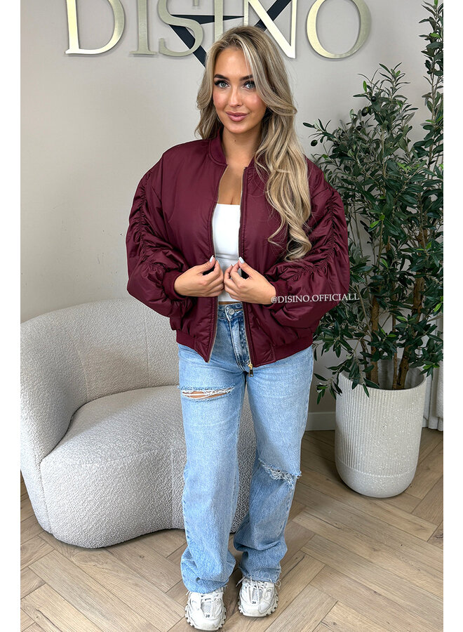 BORDEAUX - 'DANI BOMBER' - OVERSIZED PUFFER BOMBER JACKET