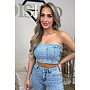 LIGHT BLUE - 'WHITNEY CORSET' - SUPER STRETCH DENIM RELIEF CORSET TOP