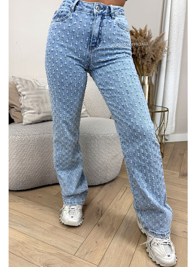 LIGHT BLUE - 'WHITNEY JEANS' - SUPER STRETCH INSPIRED RELIEF  STRAIGHT LEG JEANS