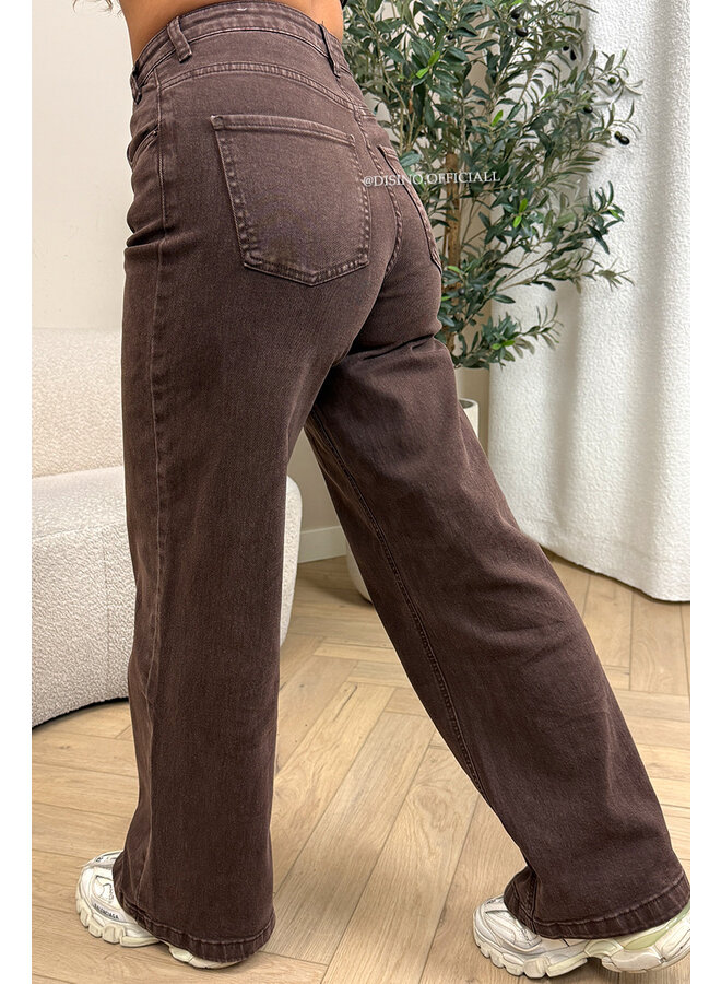 CHOCO - 'AUSTIN JEANS' - STRETCH VIRAL ASYMMETRIC WIDE LEG JEANS