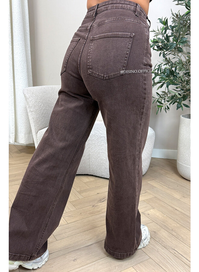CHOCO - 'AUSTIN JEANS' - STRETCH VIRAL ASYMMETRIC WIDE LEG JEANS