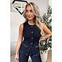 DARK BLUE - 'LIVIA TOP' - SUPER STRETCH DENIM GILET TOP