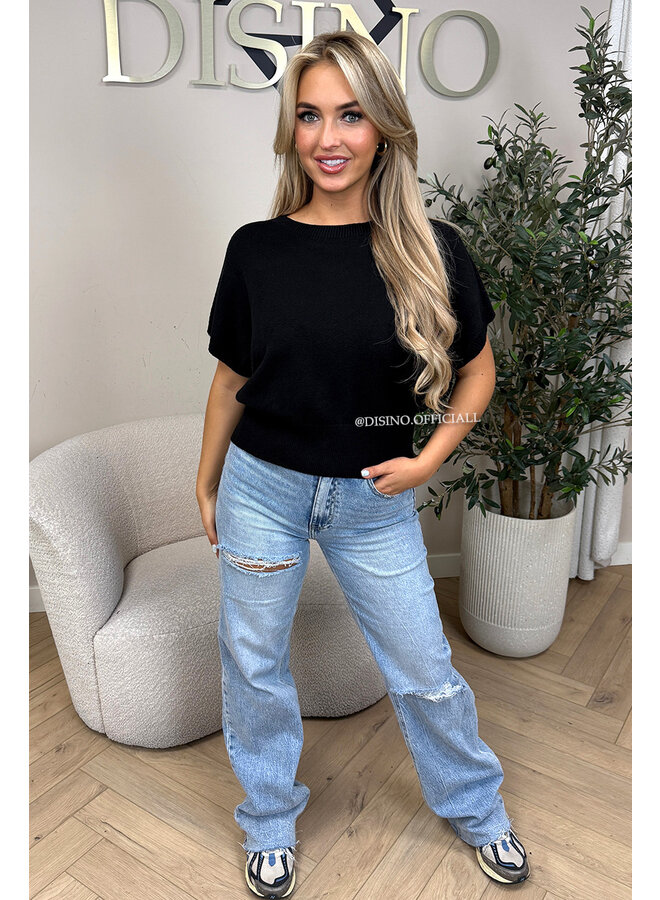 BLACK - 'NIYA KNIT' - SUPER SOFT SHORT SLEEVE KNIT