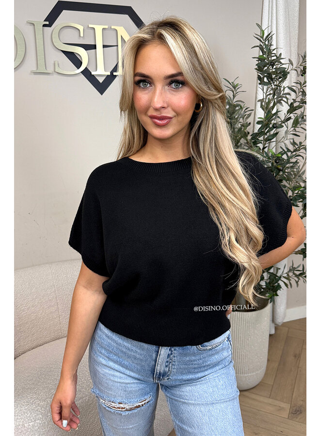 BLACK - 'NIYA KNIT' - SUPER SOFT SHORT SLEEVE KNIT