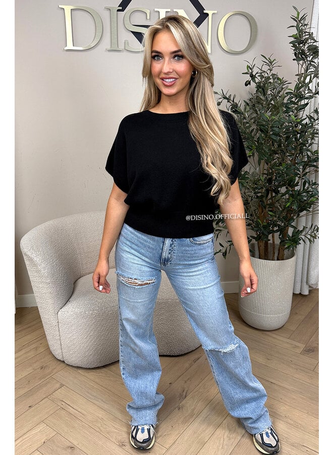 BLACK - 'NIYA KNIT' - SUPER SOFT SHORT SLEEVE KNIT