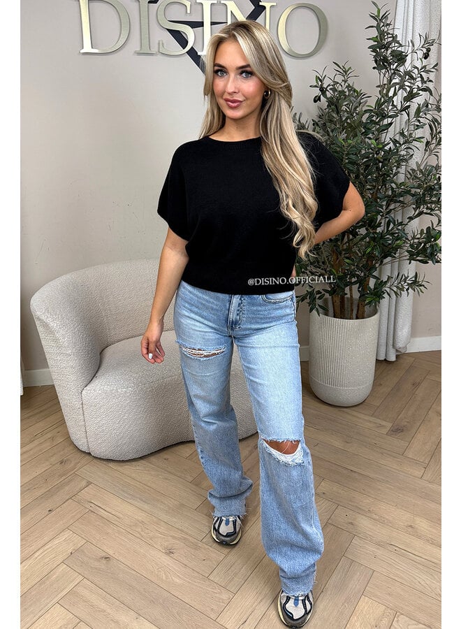 BLACK - 'NIYA KNIT' - SUPER SOFT SHORT SLEEVE KNIT