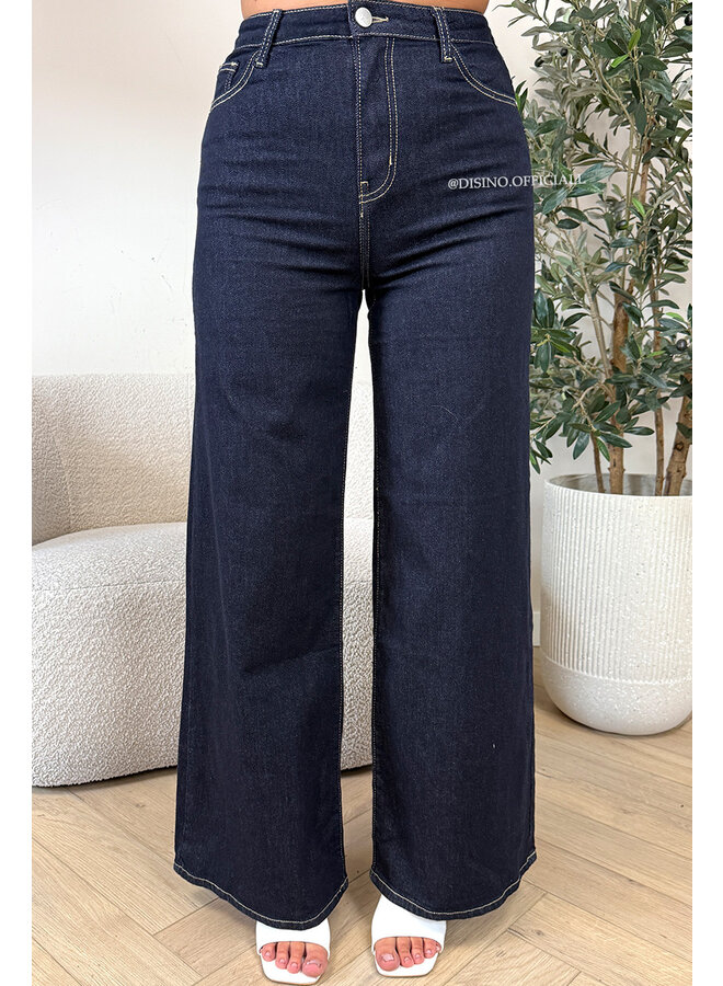 DARK BLUE - 'LIVIA JEANS' - SUPER STRETCH WIDE LEG JEANS