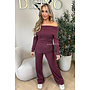 BORDEAUX - 'FIORA SET' - CHIQUE OFFSHOULDER COMFY TOP + PANTS SET