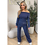 BLUE - 'FIORA SET' - CHIQUE OFFSHOULDER COMFY TOP + PANTS SET
