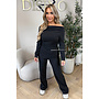 BLACK - 'FIORA SET' - CHIQUE OFFSHOULDER COMFY TOP + PANTS SET