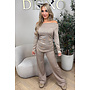 TAUPE - 'FIORA SET' - CHIQUE OFFSHOULDER COMFY TOP + PANTS SET