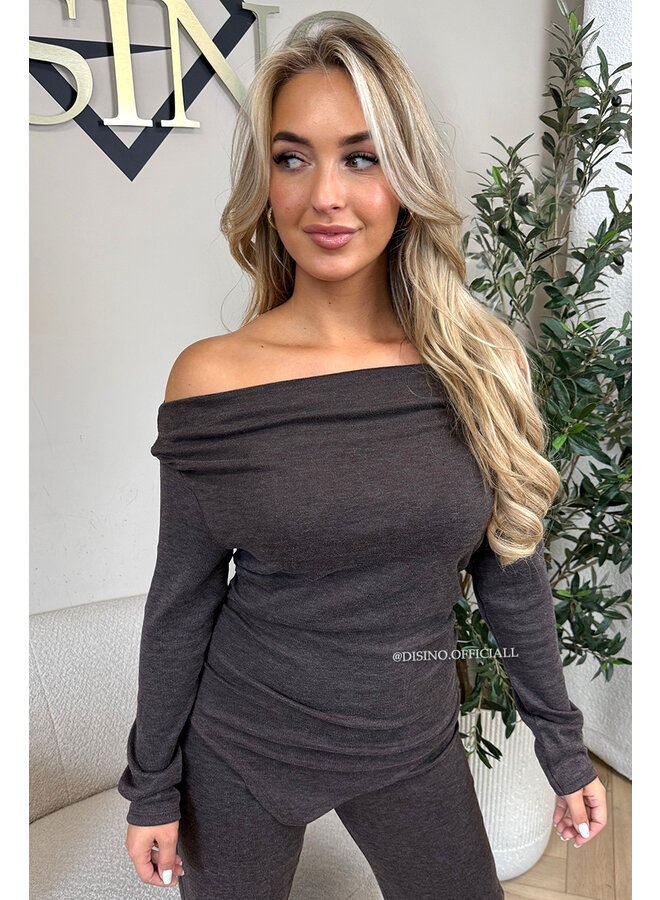 CHOCO - 'FIORA SET' - CHIQUE OFFSHOULDER COMFY TOP + PANTS SET