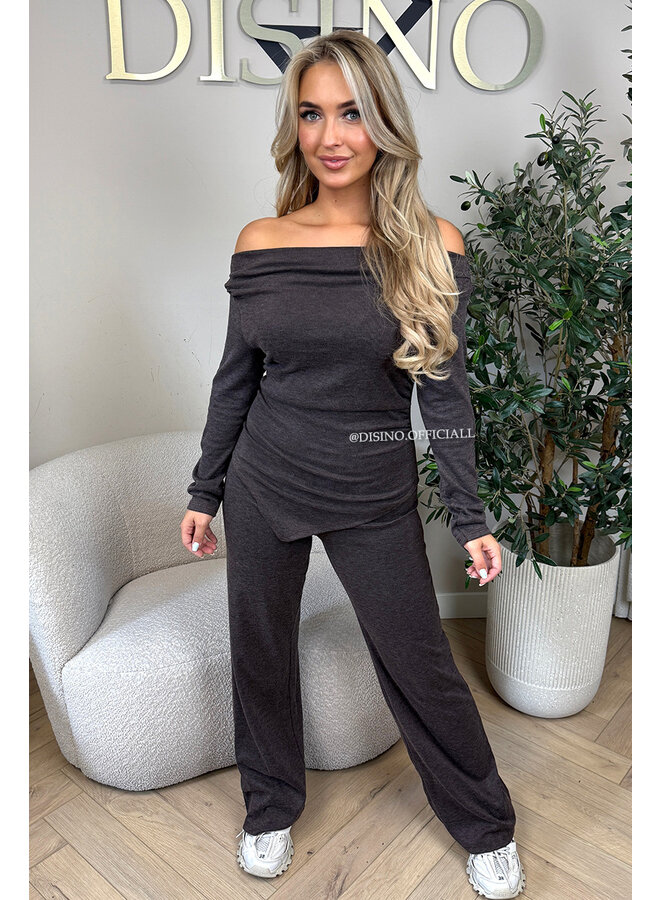 CHOCO - 'FIORA SET' - CHIQUE OFFSHOULDER COMFY TOP + PANTS SET