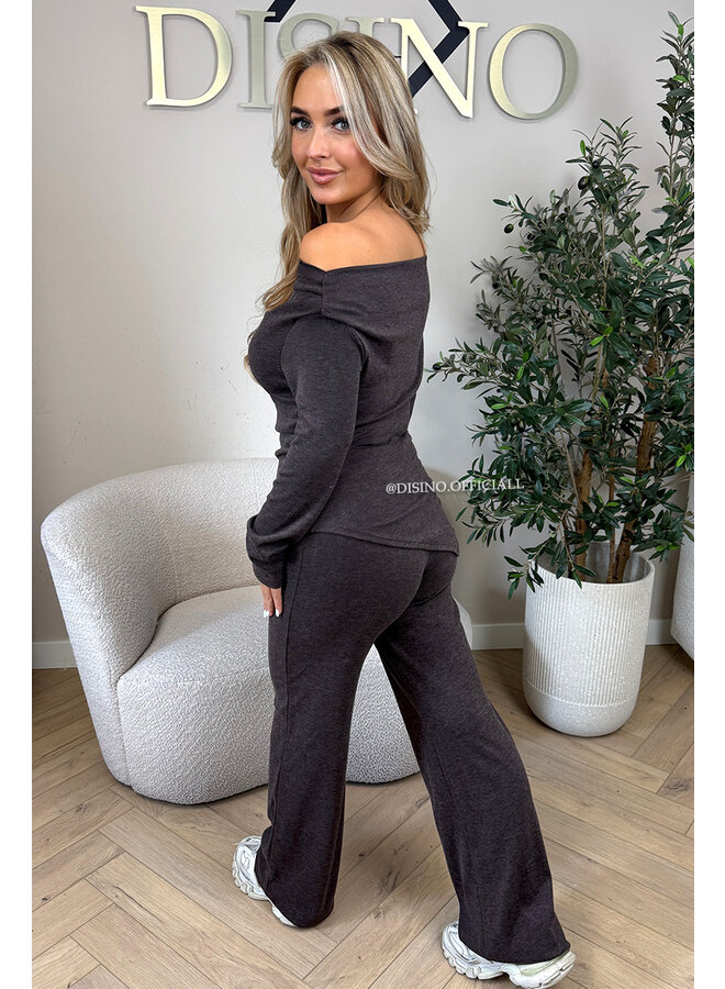 CHOCO - 'FIORA SET' - CHIQUE OFFSHOULDER COMFY TOP + PANTS SET