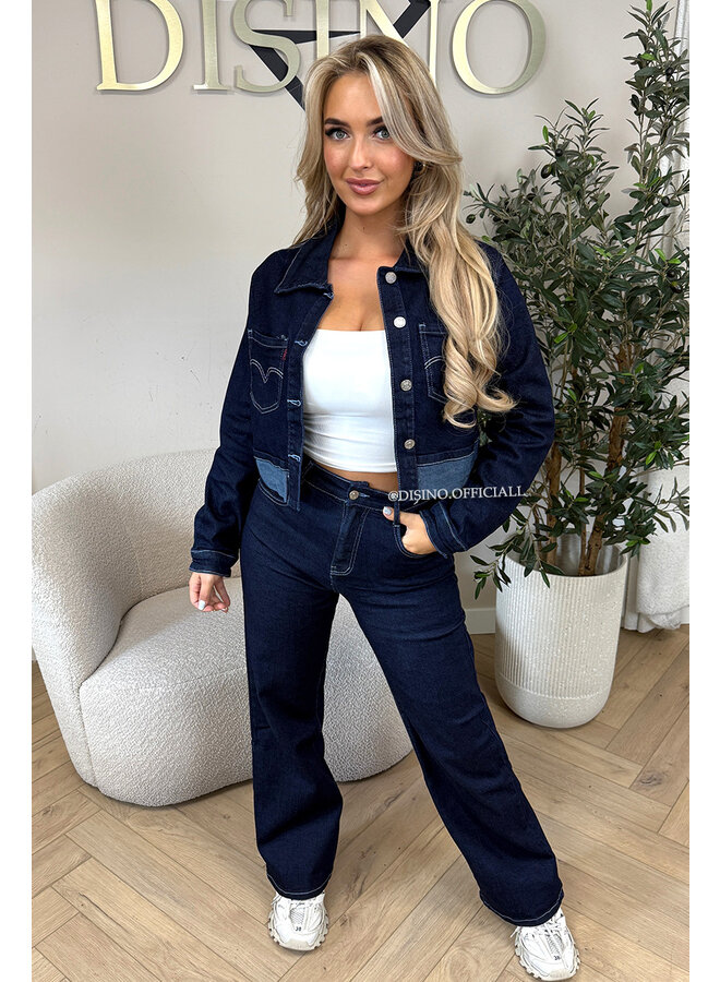 DARK BLUE - 'LEVY JEANS' - SUPER STRETCH INSPIRED STRAIGHT LEG JEANS