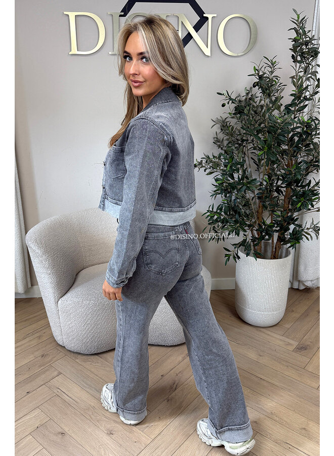 GREY - 'LEVY JEANS' - SUPER STRETCH INSPIRED STRAIGHT LEG JEANS