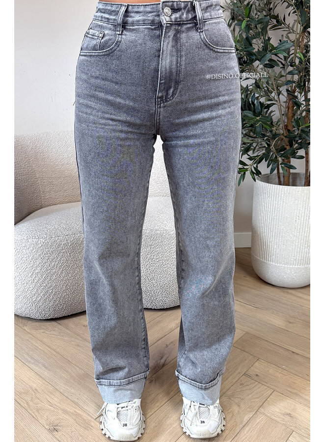 GREY - 'LEVY JEANS' - SUPER STRETCH INSPIRED STRAIGHT LEG JEANS