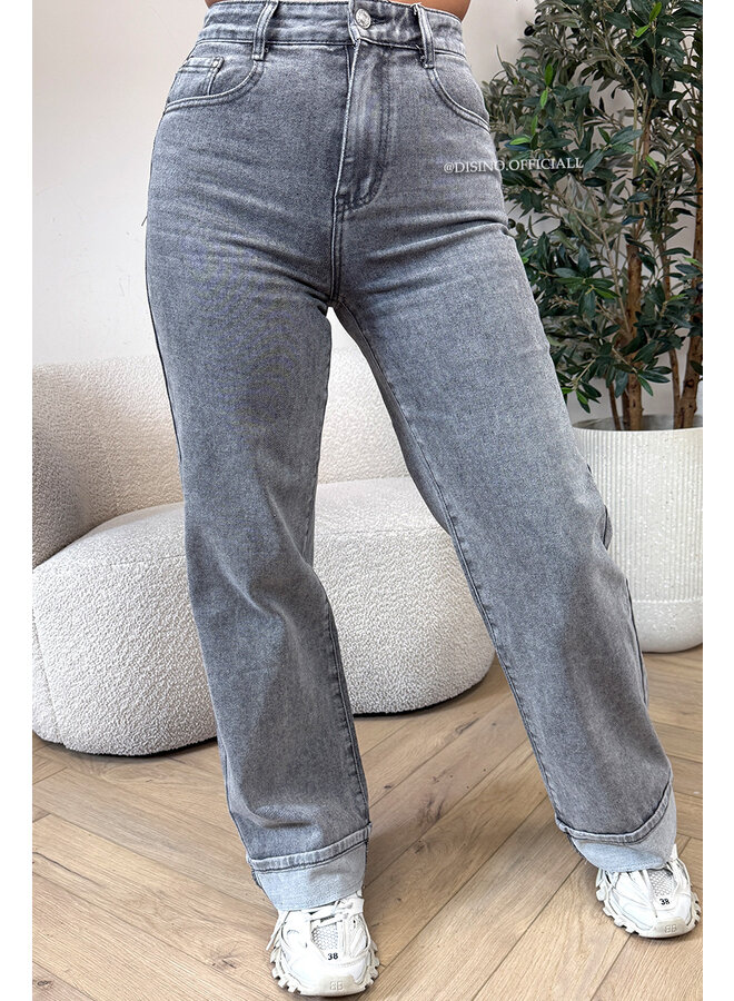 GREY - 'LEVY JEANS' - SUPER STRETCH INSPIRED STRAIGHT LEG JEANS