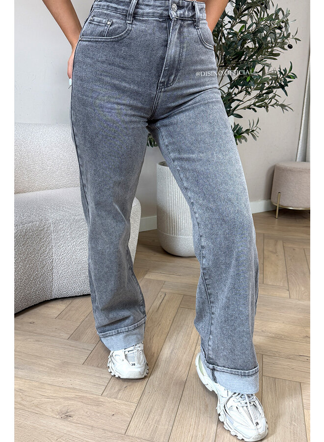 GREY - 'LEVY JEANS' - SUPER STRETCH INSPIRED STRAIGHT LEG JEANS