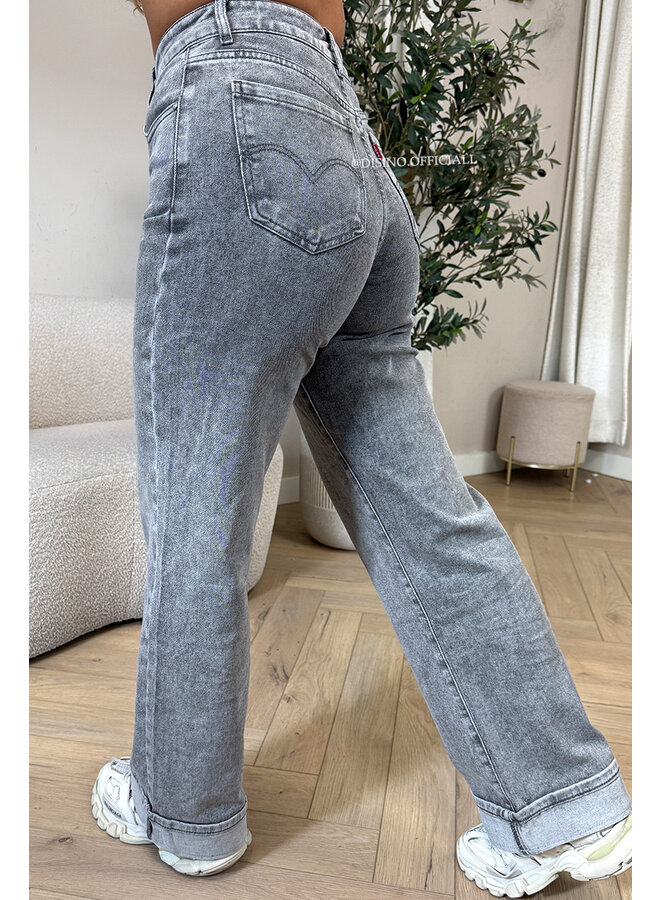 GREY - 'LEVY JEANS' - SUPER STRETCH INSPIRED STRAIGHT LEG JEANS