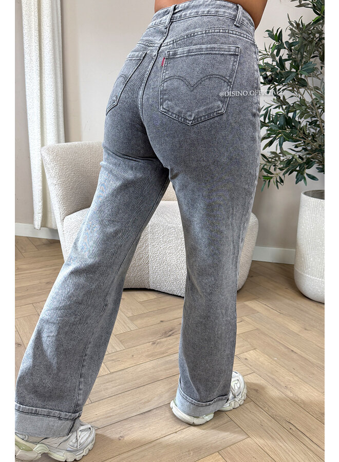 GREY - 'LEVY JEANS' - SUPER STRETCH INSPIRED STRAIGHT LEG JEANS