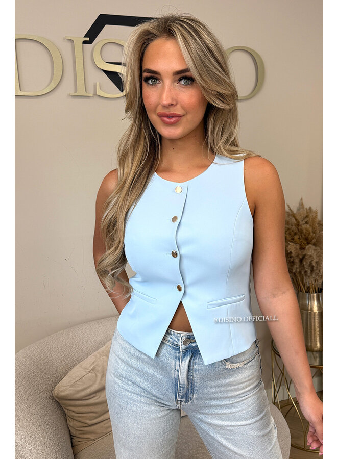 LIGHT BLUE - 'YARA TOP' - PREMIUM QUALITY GILET TOP
