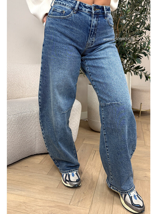 DARK BLUE - 'BALLOON JEANS' - STRETCH VIRAL BALLOON LEG JEANS
