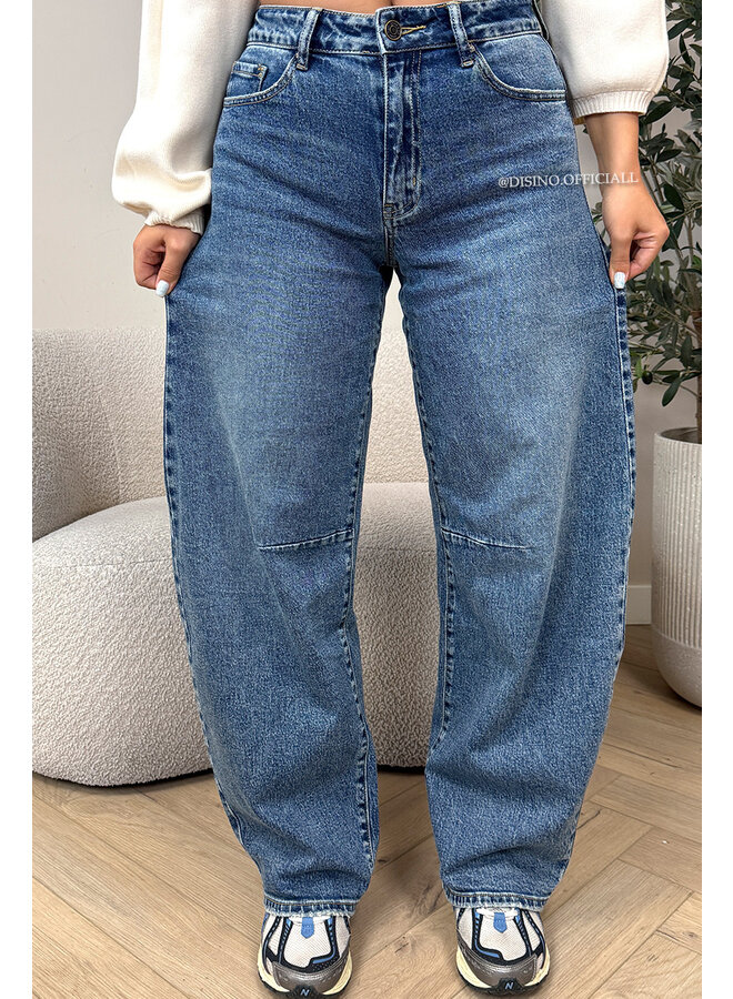 DARK BLUE - 'BALLOON JEANS' - STRETCH VIRAL BALLOON LEG JEANS