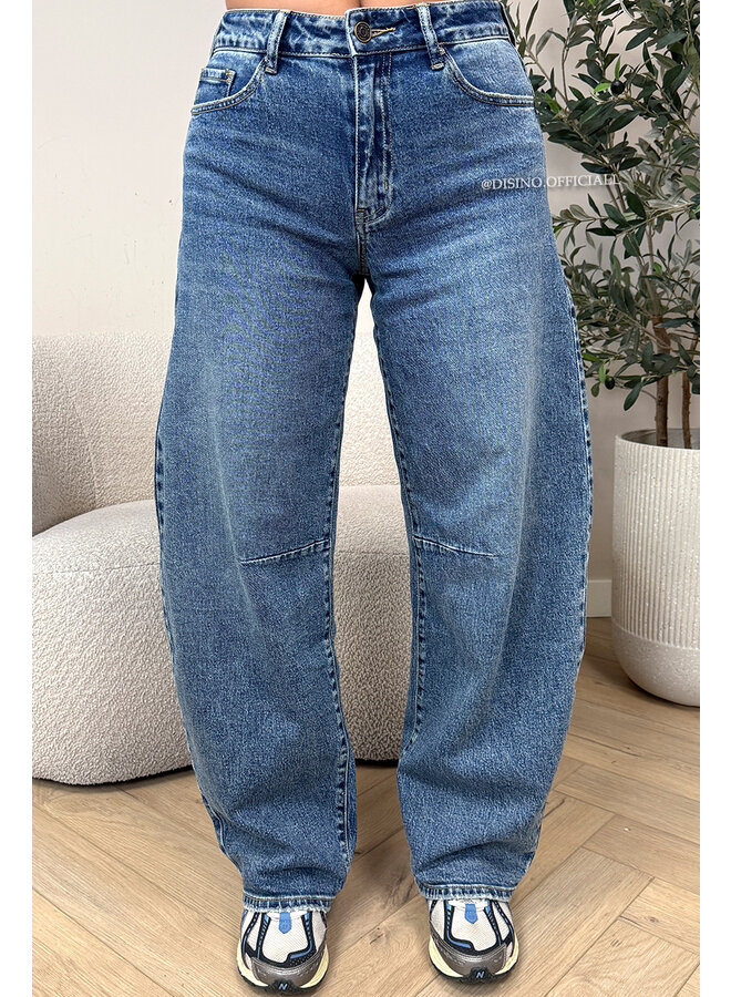 DARK BLUE - 'BALLOON JEANS' - STRETCH VIRAL BALLOON LEG JEANS