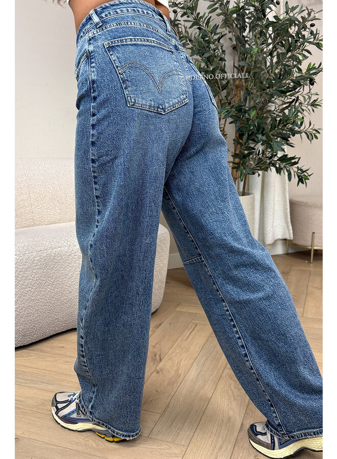 DARK BLUE - 'BALLOON JEANS' - STRETCH VIRAL BALLOON LEG JEANS