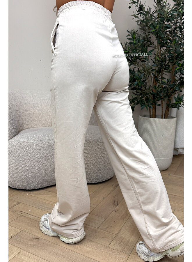 BEIGE - 'EVI COMFY PANTS' - PREMIUM QUALITY WIDE LEG JOGGER PANTS