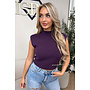 PURPLE - 'CLEO' - BOYFRIEND PUFF SHOULDER TOP