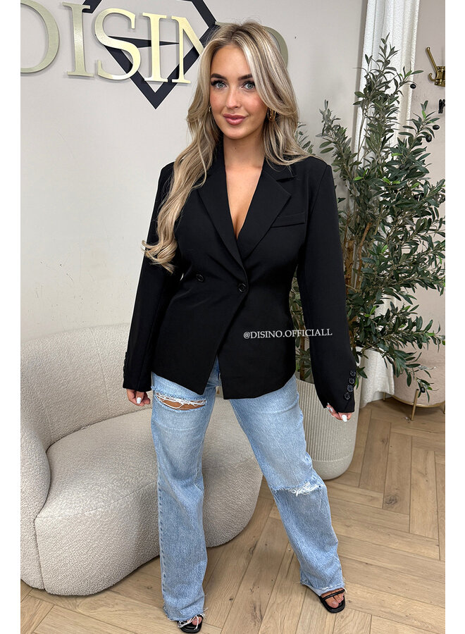 BLACK - 'VIVIENNE BLAZER' - PREMIUM QUALITY ASYMMETRIC BLAZER