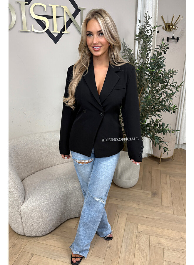 BLACK - 'VIVIENNE BLAZER' - PREMIUM QUALITY ASYMMETRIC BLAZER