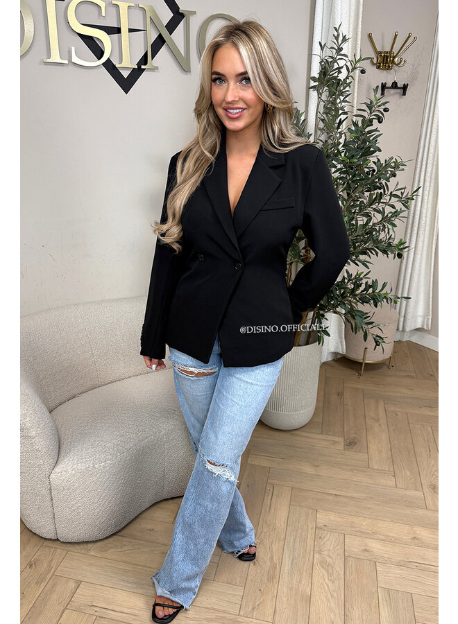 BLACK - 'VIVIENNE BLAZER' - PREMIUM QUALITY ASYMMETRIC BLAZER