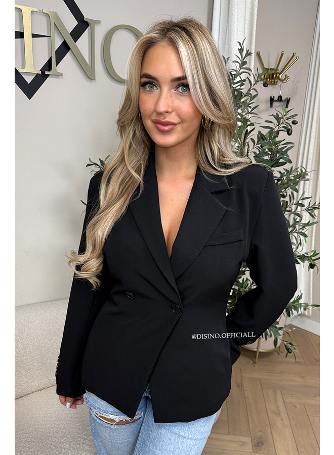 BLACK - 'VIVIENNE BLAZER' - PREMIUM QUALITY ASYMMETRIC BLAZER