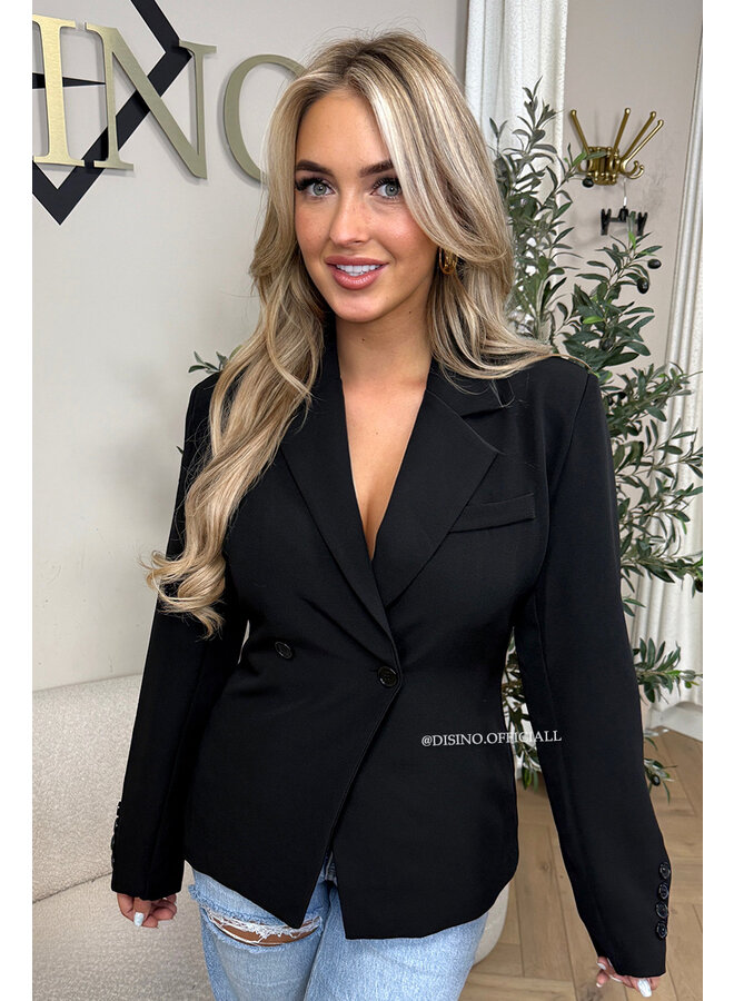 BLACK - 'VIVIENNE BLAZER' - PREMIUM QUALITY ASYMMETRIC BLAZER