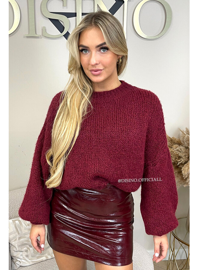 BORDEAUX - 'SOPHIA BALLOON SLEEVE' - OVERSIZED PREMIUM QUALITY BELL SLEEVE KNIT