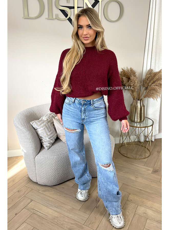 BORDEAUX - 'SOPHIA BALLOON SLEEVE' - OVERSIZED PREMIUM QUALITY BELL SLEEVE KNIT