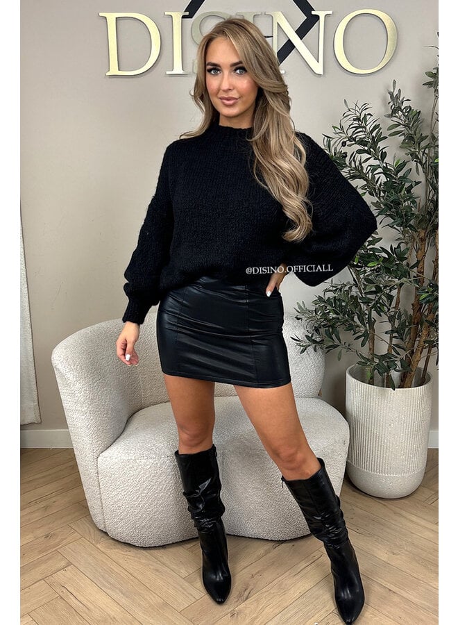 BLACK - 'SOPHIA BALLOON SLEEVE' - OVERSIZED PREMIUM QUALITY BELL SLEEVE KNIT
