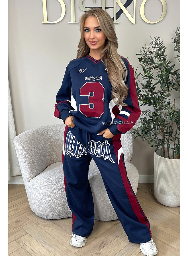 NAVY BLUE - 'VARSITY POWER SET' - PREMIUM QUALITY SWEATER + JOGGER SET