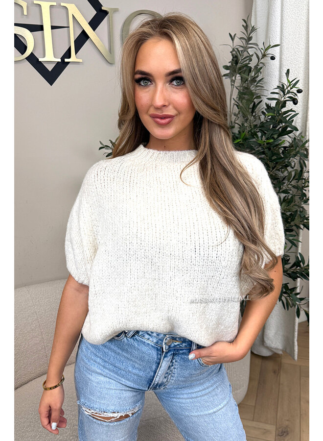 ECRU - 'SOPHIA SHORT SLEEVE' - OVERSIZED PREMIUM QUALITY SHORT SLEEVE KNIT