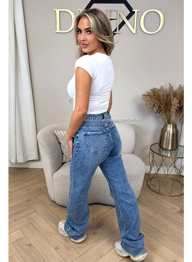 DARK BLUE - 'VANCOUVER' - STRETCH EXTRA LONG WIDE LEG JEANS