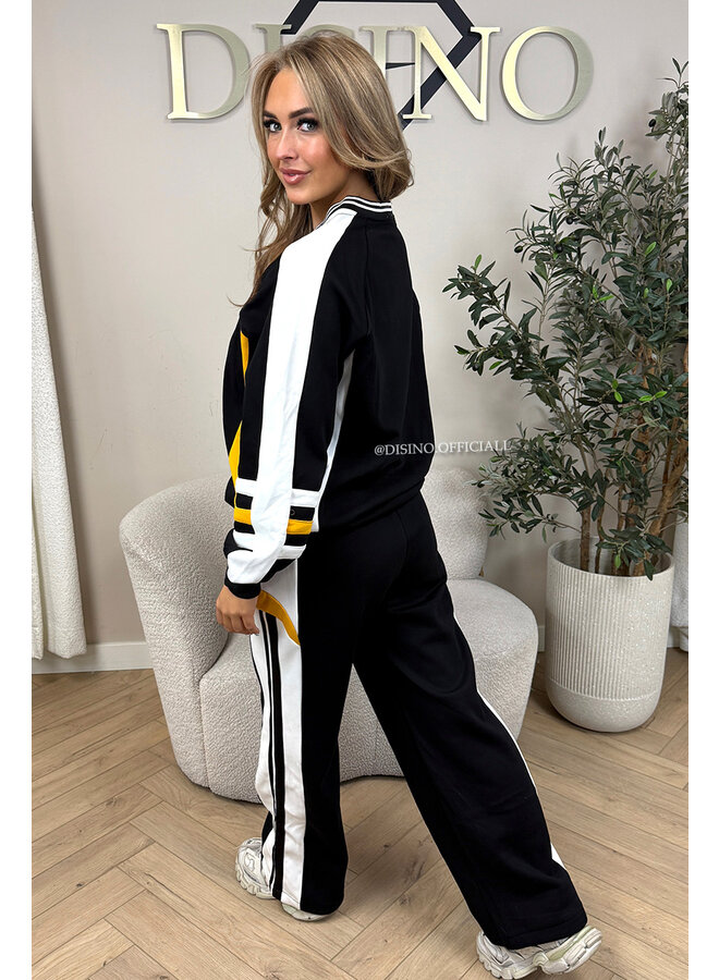 BLACK - 'VARSITY POWER SET' - PREMIUM QUALITY SWEATER + JOGGER SET