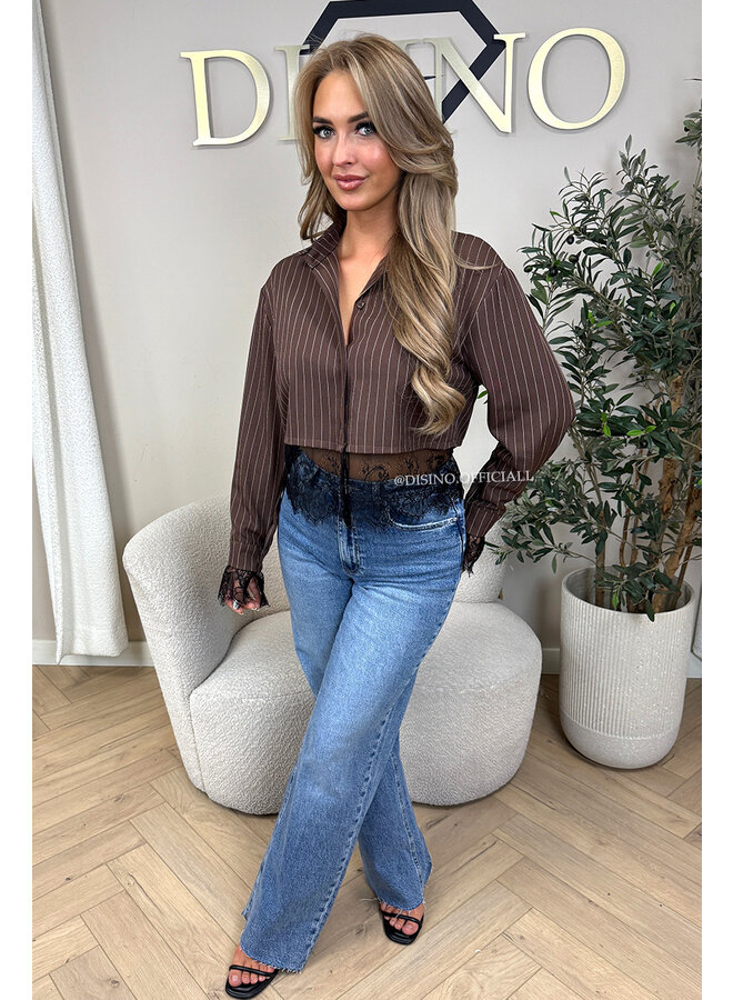 CHOCO - 'JILOU BLOUSE' - CROPPED LACE STRIPED BLOUSE